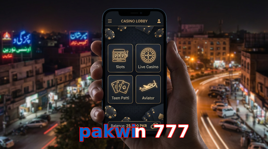 Main screen of Pakwin 777 app page for PK players