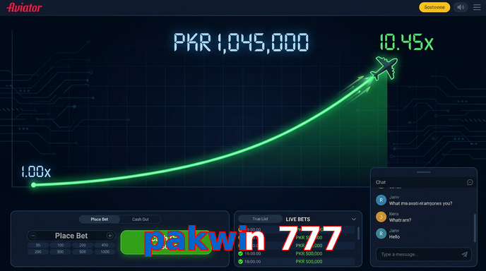 Main screen of Pakwin 777 aviator page for PK players
