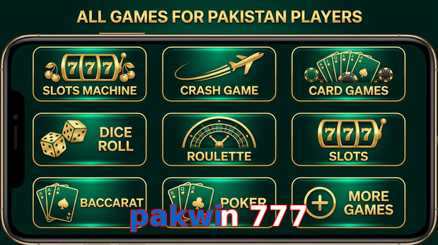 Main screen of Pakwin 777 games page for PK players