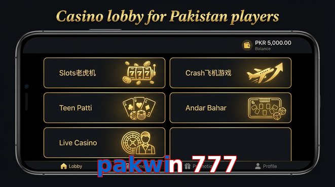 Lobby view of Pakwin 777 for Pakistan users