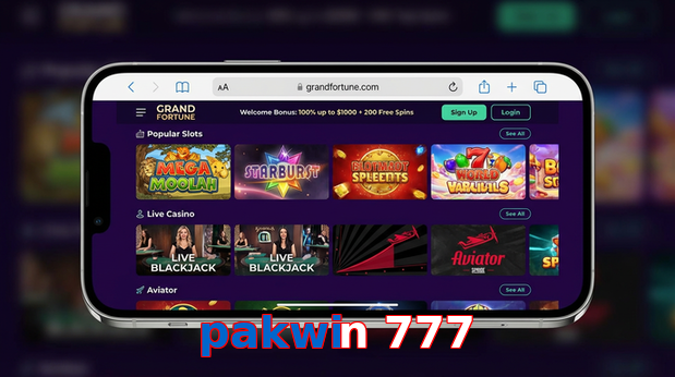 Main screen of Pakwin 777 ios page for PK players